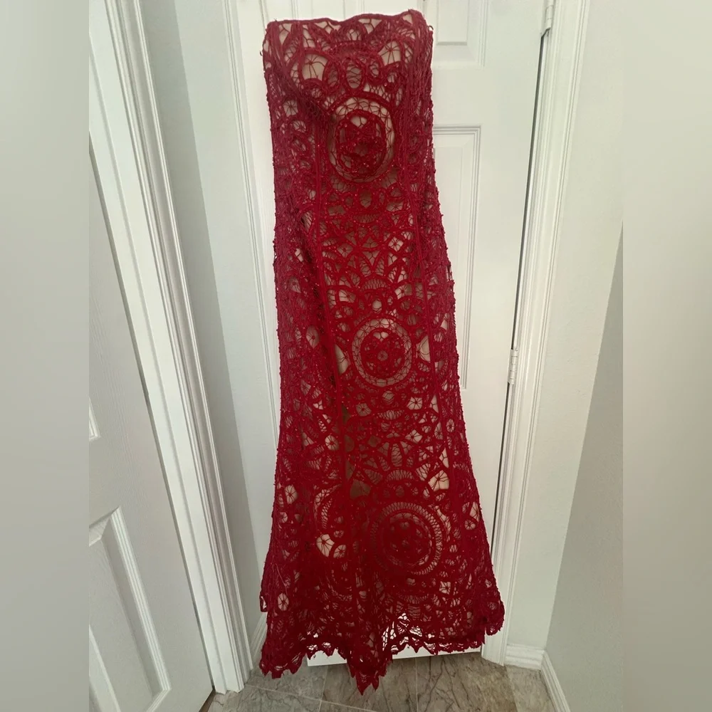 Jovani red prom dress size 10 - Picture 4 of 10